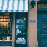 Book Sale - Bookstore building facade on pavement in city