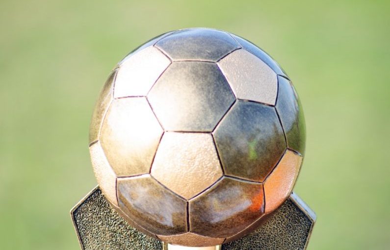 Price Match - soccer ball on brown wooden stand